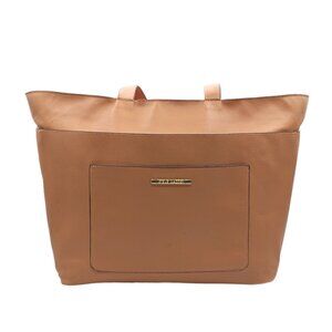 Steve Madden Extra Large Tote Bag Tan Faux Pebbled Leather Zip Shoulder Bag